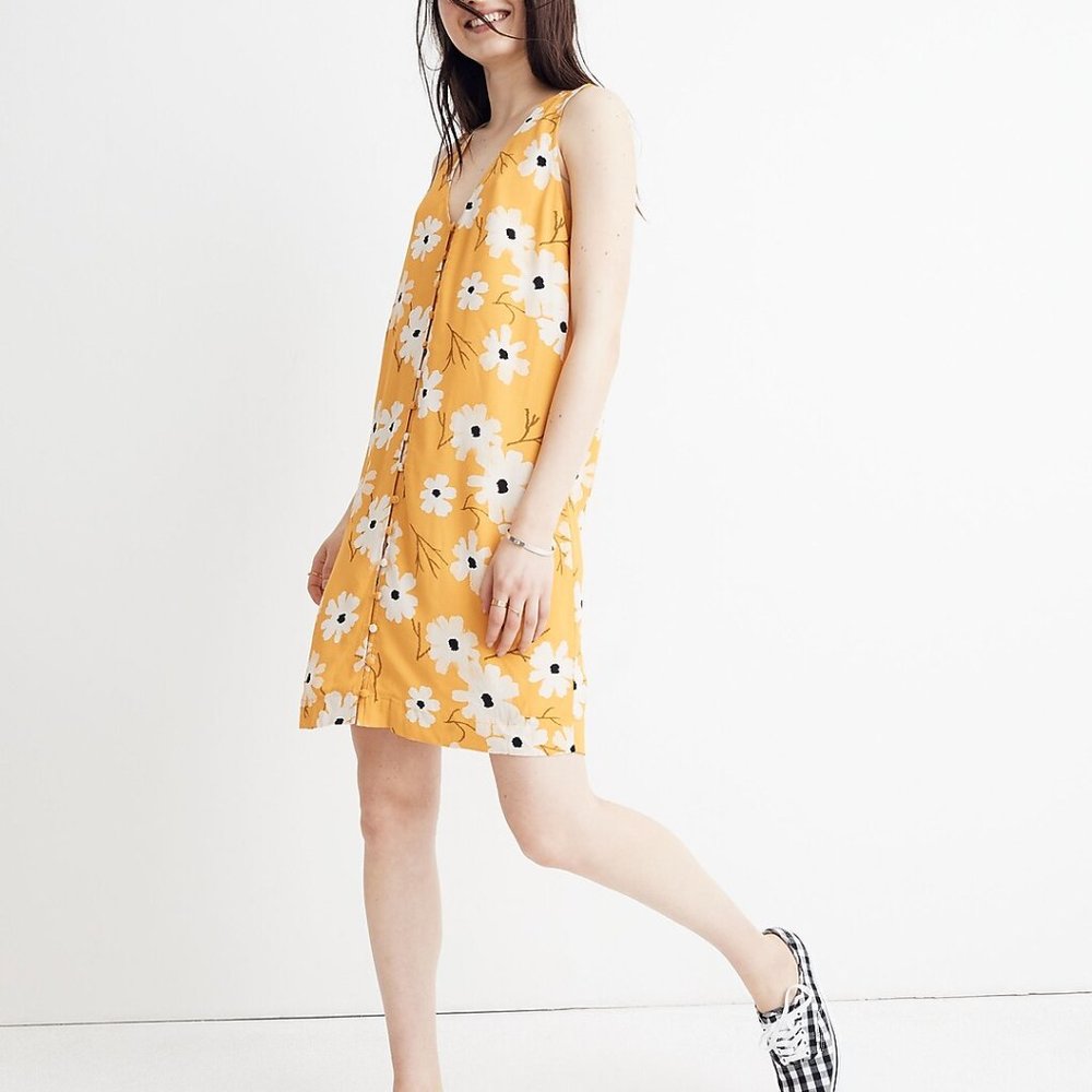 Madewell Heather Button-Front Dress in Ikat Floral
